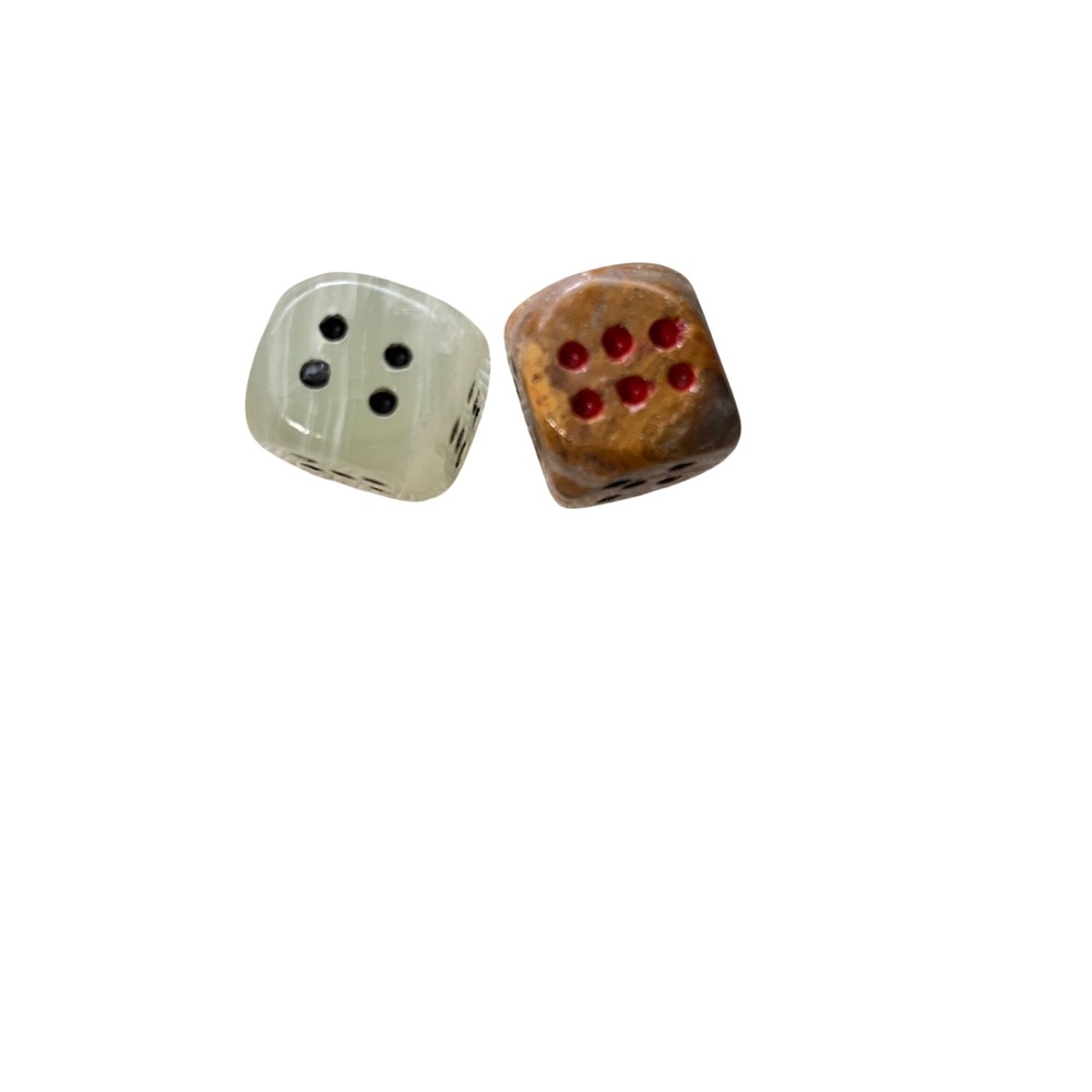 Unbranded Stone Dice  Size Green Brown Onyx Marble Hand Carved Vintage‎